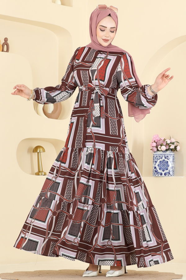 Modaselvim Dress Dress 4460BRZ597 Burgundy