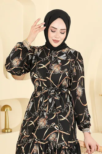 moda selvim الفستان أسود 4461BRZ597 - Thumbnail