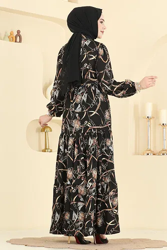 moda selvim الفستان أسود 4461BRZ597 - Thumbnail