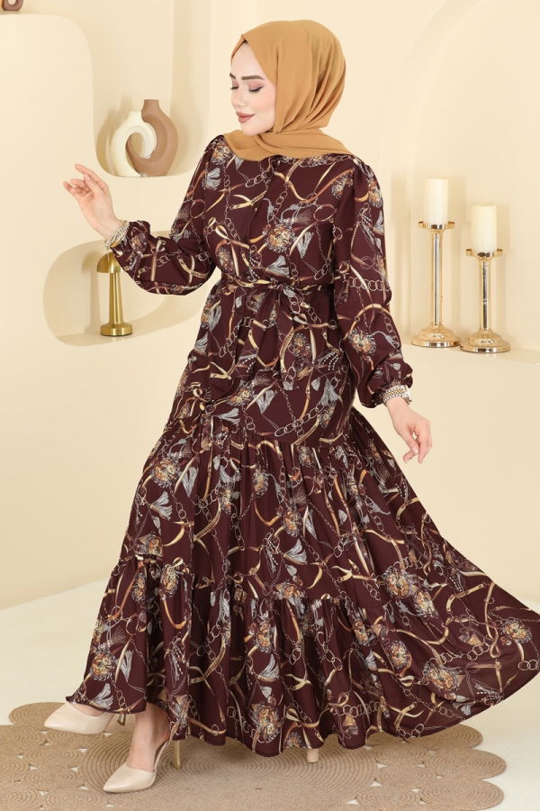 Modaselvim Dress Dress 4461BRZ597 Burgundy