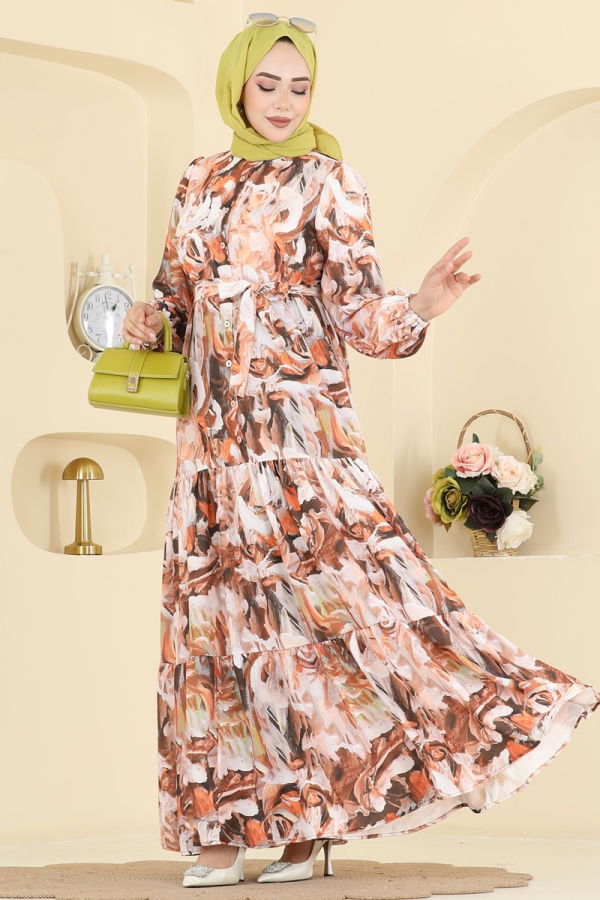 Modaselvim Dress Dress 4462BRZ597 Pattern 1 Orange