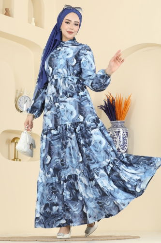 B.R.Z - Dress 4462BRZ597 Pattern1 Navy Blue