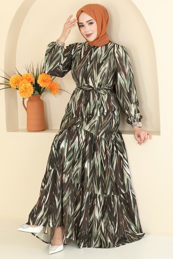 Modaselvim Dress Dress 4464BRZ597 Khaki