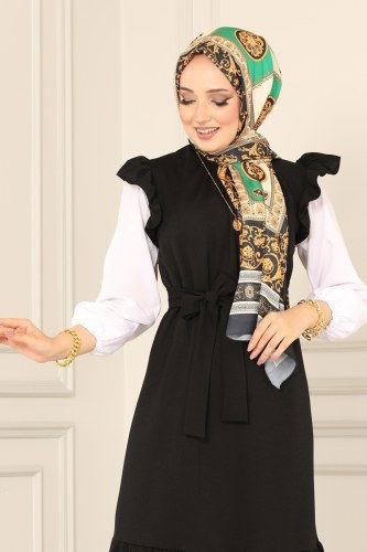 moda selvim Dress 4476ALG474 Black - Thumbnail