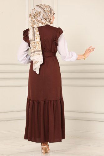 moda selvim Dress 4476ALG474 Brown - Thumbnail