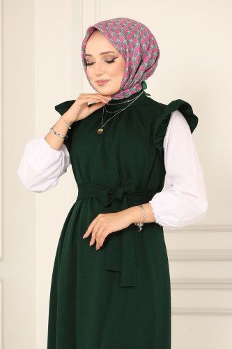 moda selvim Dress 4476ALG474 Emerald - Thumbnail