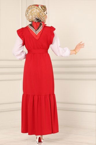 moda selvim Dress 4476ALG474 Red - Thumbnail