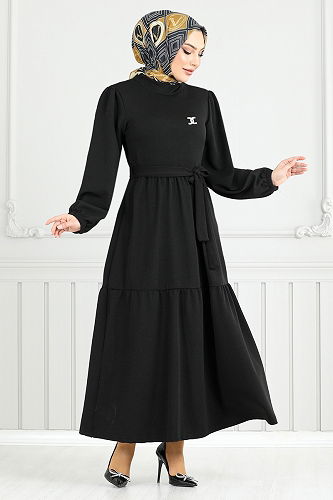 moda selvim Dress 4518NFC915-M Black - Thumbnail