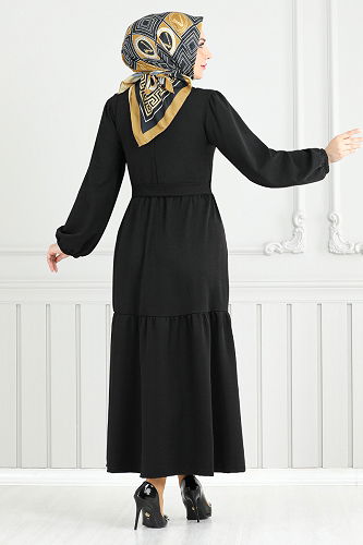 moda selvim Dress 4518NFC915-M Black - Thumbnail