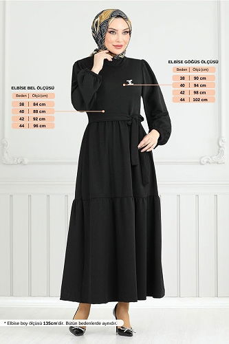 moda selvim الفستان أسود 4518NFC915-M - Thumbnail