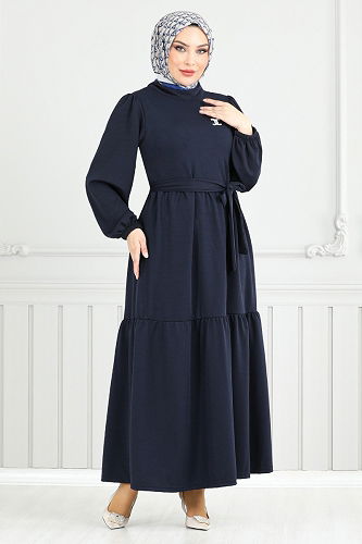 moda selvim Dress 4518NFC915-M Navy Blue - Thumbnail