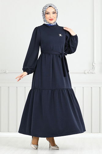 moda selvim الفستان كحلي 4518NFC915-M - Thumbnail