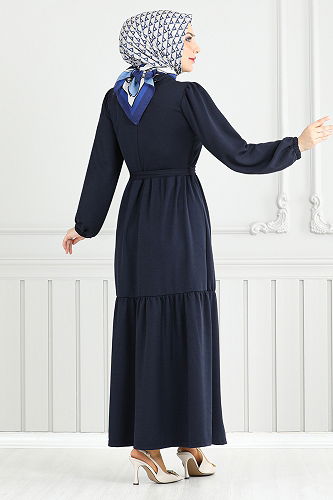 moda selvim الفستان كحلي 4518NFC915-M - Thumbnail