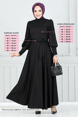 moda selvim Dress 4539ALG1079-M Black - Thumbnail