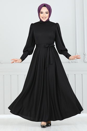 moda selvim Dress 4539ALG1079-M Black - Thumbnail