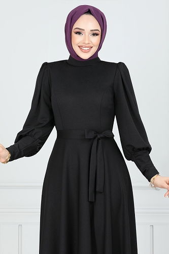 moda selvim Dress 4539ALG1079-M Black - Thumbnail