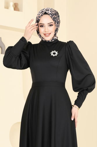 moda selvim Dress 4539ALG474 Black - Thumbnail