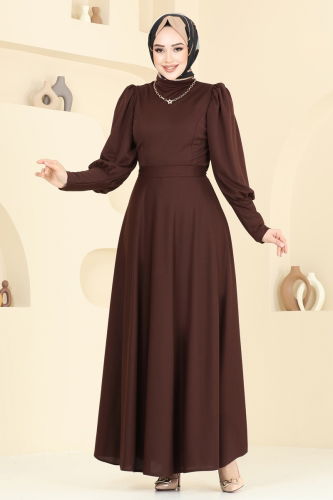 moda selvim Dress 4539ALG474 Brown - Thumbnail