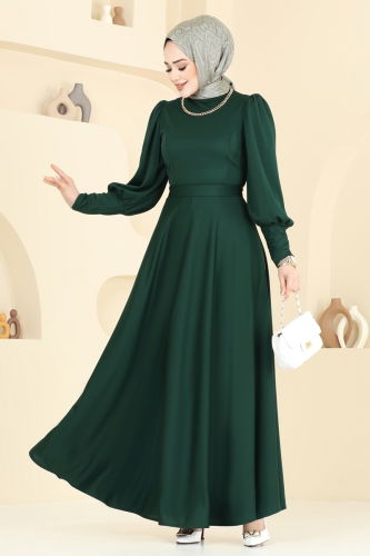 moda selvim Dress 4539ALG474 Emerald - Thumbnail