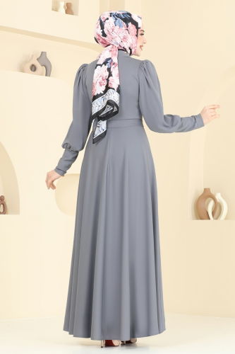 moda selvim Dress 4539ALG474 Gray - Thumbnail