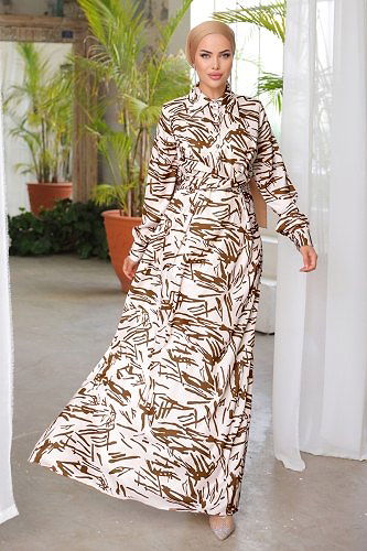 moda selvim Dress 4565D170 Brown - Thumbnail