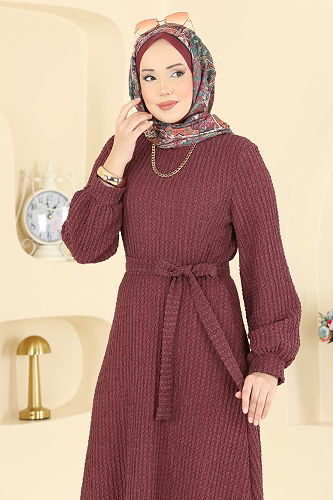 moda selvim الفستان خمري 4575ERK1158 - Thumbnail