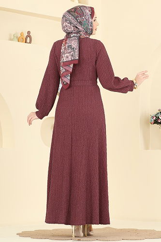 moda selvim الفستان خمري 4575ERK1158 - Thumbnail