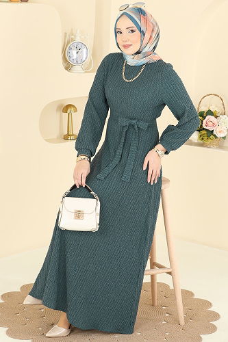 moda selvim Dress 4575ERK1158 Emerald - Thumbnail