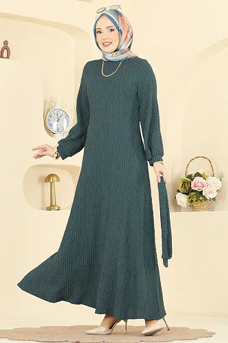 moda selvim الفستان زيتي 4575ERK1158 - Thumbnail