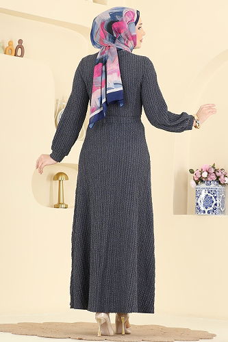 moda selvim Dress 4575ERK1158 Navy Blue - Thumbnail