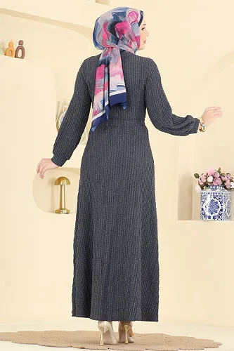 moda selvim الفستان كحلي 4575ERK1158 - Thumbnail