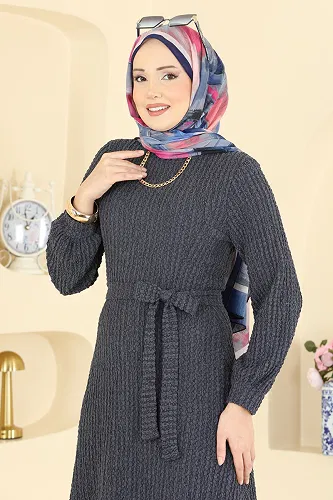 moda selvim الفستان كحلي 4575ERK1158 - Thumbnail