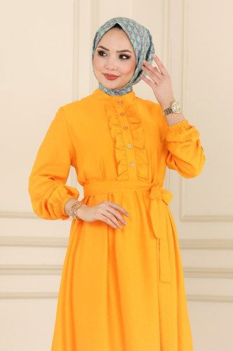 moda selvim Dress 4580MU795 Saffron - Thumbnail