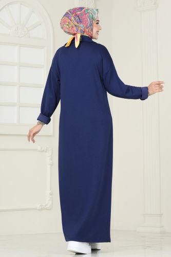 moda selvim Dress 4588NSS609 Navy Blue - Thumbnail