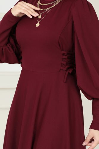 moda selvim Dress 4608ALG474 Burgundy - Thumbnail