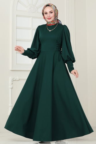 moda selvim Dress 4608ALG474 Emerald - Thumbnail