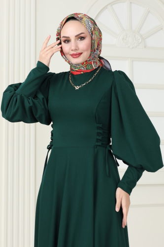 moda selvim Dress 4608ALG474 Emerald - Thumbnail