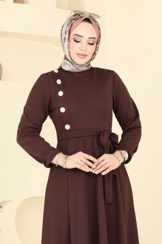 moda selvim Dress 4636ALG474 Brown - Thumbnail