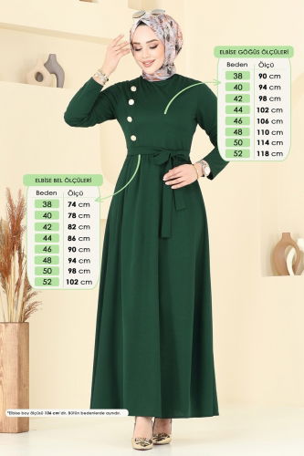 moda selvim Dress 4636ALG474 Emerald - Thumbnail