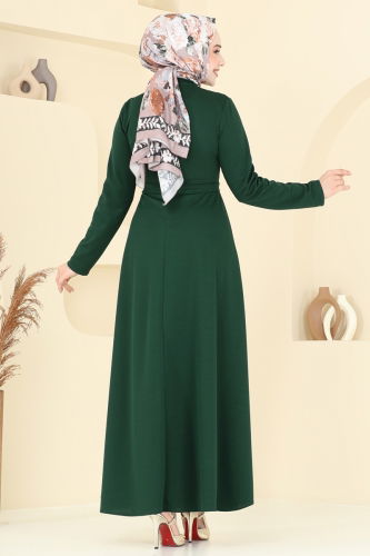 moda selvim Dress 4636ALG474 Emerald - Thumbnail