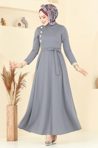 moda selvim Dress 4636ALG474 Gray - Thumbnail