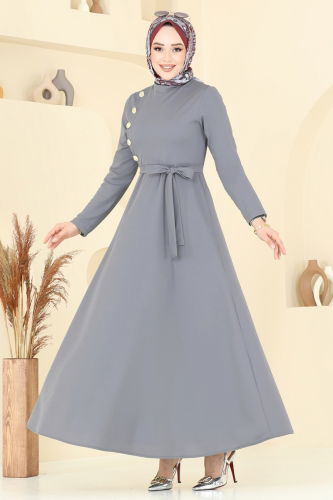 moda selvim Dress 4636ALG474 Gray - Thumbnail