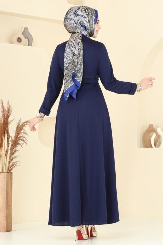 moda selvim Dress 4636ALG474 Navy Blue - Thumbnail