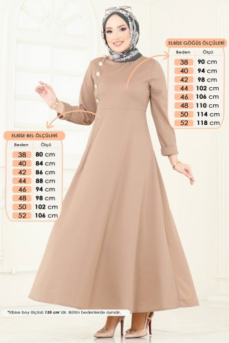 moda selvim الفستان بيج 4636ALG474 - Thumbnail