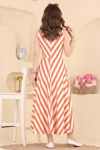 moda selvim Dress 4668JNT1202 Oranj - Thumbnail