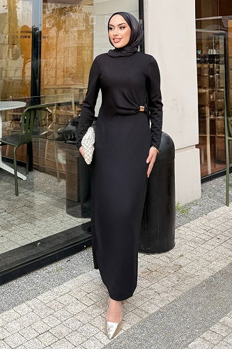 moda selvim Dress 4679ALGK1170 Black - Thumbnail