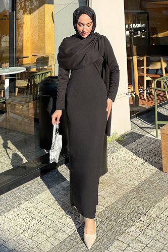 moda selvim Dress 4680ALGK1170 Black - Thumbnail