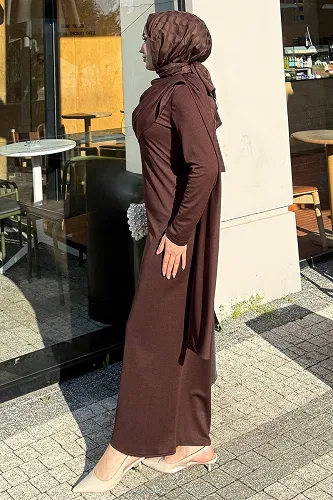 moda selvim Dress 4680ALGK1170 Brown - Thumbnail