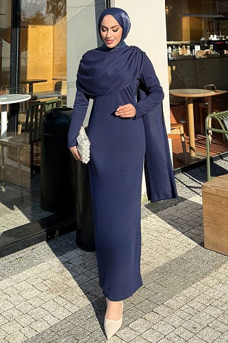 moda selvim Dress 4680ALGK1170 Navy Blue - Thumbnail