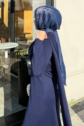 moda selvim Dress 4680ALGK1170 Navy Blue - Thumbnail